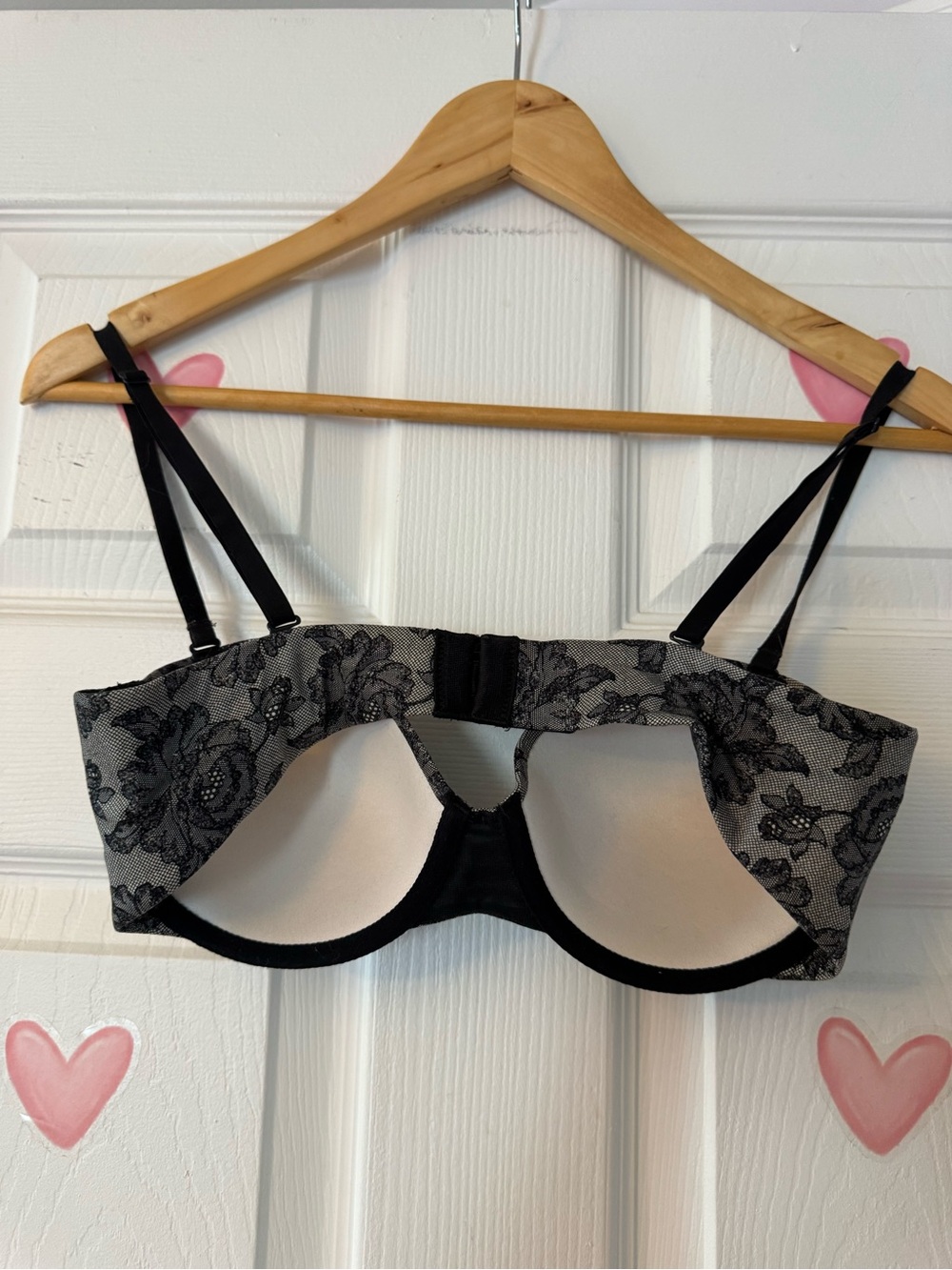 Victoria's Secret Black Lace Lined Strapless Bra 34C - Picture 2 of 4